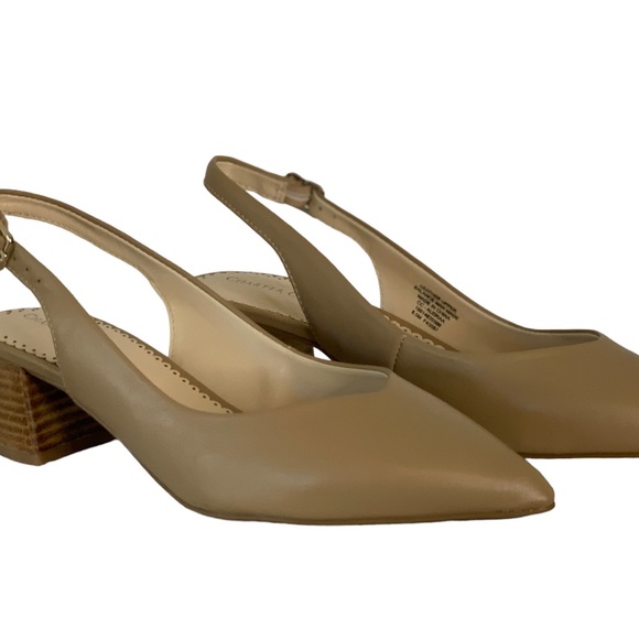 Audraa Slingback Tan Heels. - Picture 1 of 3